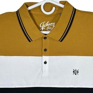 Johnny‎ Bigg Dangerfield Polo XL Mustard Color Block Short Sleeve NWT